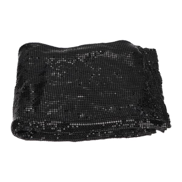 Black Glittering Rhinestone Mesh Fabric 45x150cm, Flexible Aluminum Sequin Cloth, Exquisite Metallic Glitter Textile