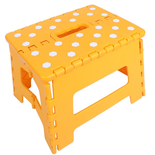 Hushållsstol Fällbar pall Plastförtjockning Bärbar liten pall 28,5*21,5*22cm (gul)