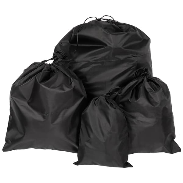 4 store vanntette og støvtette oppbevaringsposer med snøring for reise