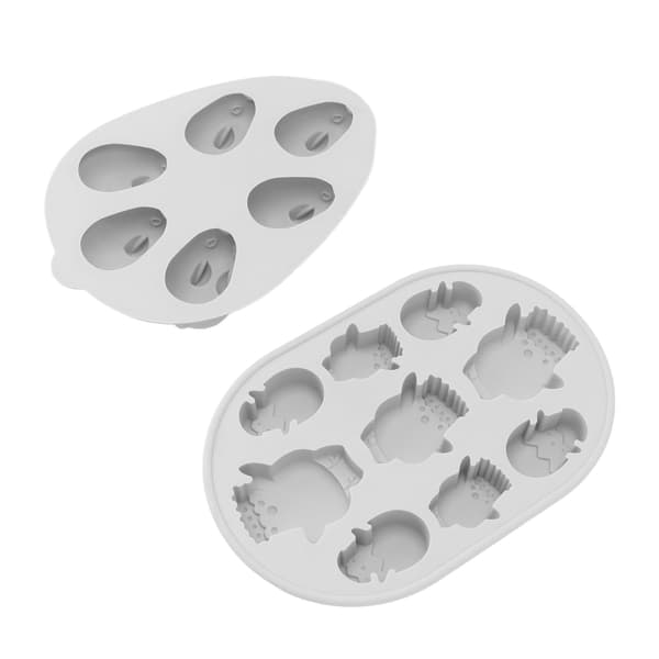 2-pack Easter Bunny and Chick Silicone Mold, Food Grade Non-Stick Chocolate Candy Mold for Cake, Ice, Dessert Decoration