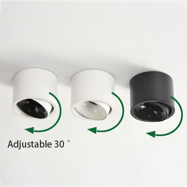 10W Surface Mounted Round Ultra-thin Tube Lamp with Adjustable Angle, LED Glare-free Spotlight, Home Corridor Balcony Ceiling Light - 6000K White Light