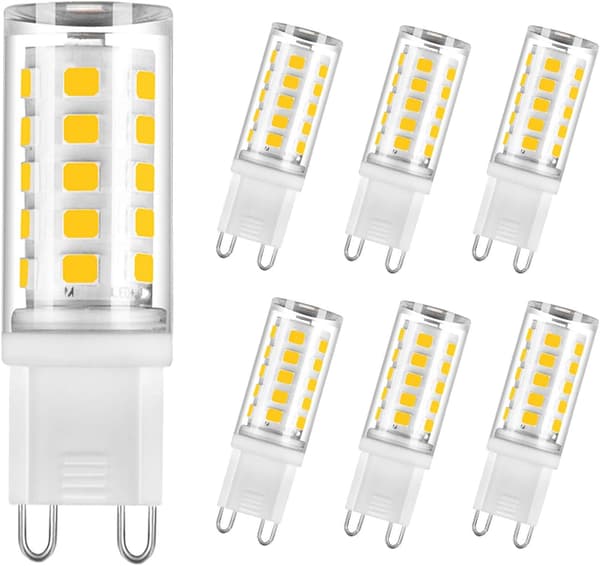 G9 LED-lampor, 6W, 6000K dagsljusvit, ej dimbara, 6-pack