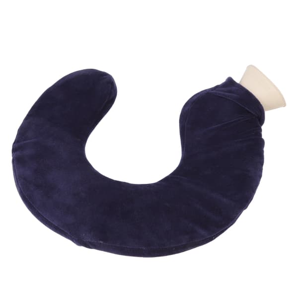 U-shaped Neck Warmer Hot Water Bottle, Soft Rubber Heat Pack with Removable Navy Fabric Cover