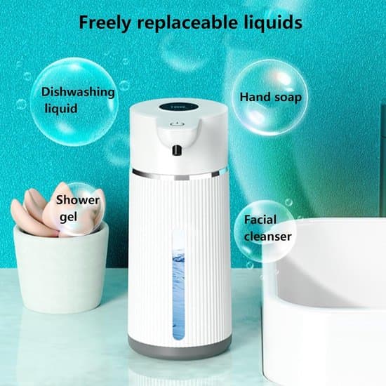 Automatisk sæbedispenser, skumdispenser til håndsprit, manuel vægdispenser til håndsprit, 420 ml, med digitalt display/infrarød sensor, hvid