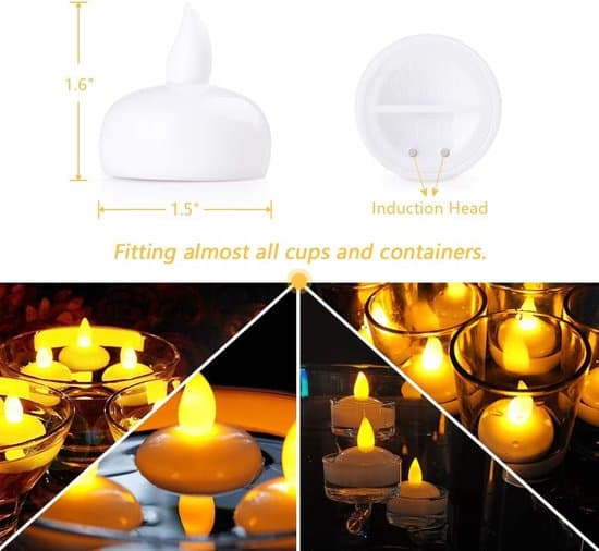 12x Waterproof LED Tealights - Flameless Floating Candles for Table - Pool & Party