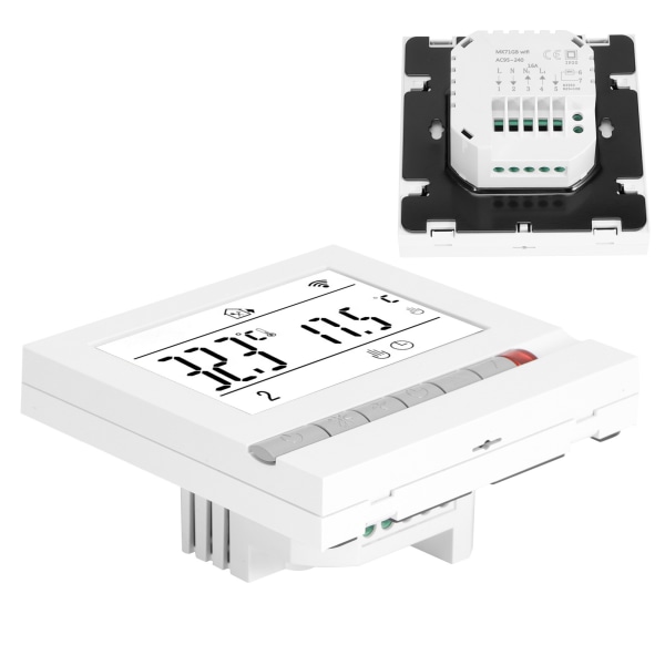 Hvid Elektrisk Opvarmningstermostat LCD-Knap APP Stemmestyring Temperaturregulator 95‑240V