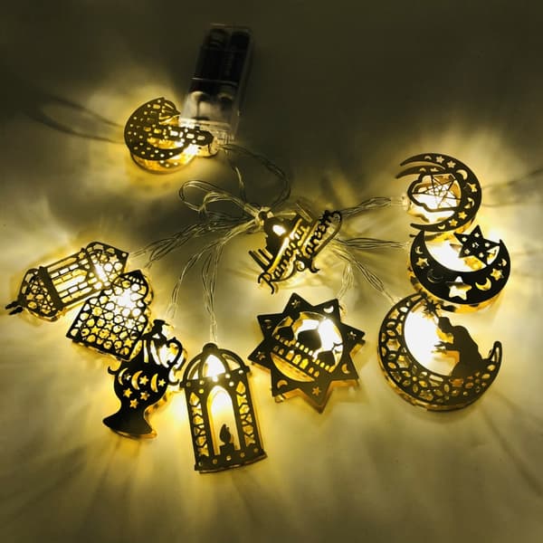 Ramadan Eid String Lights Battery Operated Moon Star Lamp Mubarak Moon LED String Lights for Indoor Ramadan Festival Decorations