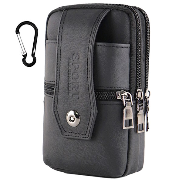 Läder mobiltelefon Fanny pack män bär bälte vertikal spänne multifunktionell 6,5 \"nöthud telefonväska