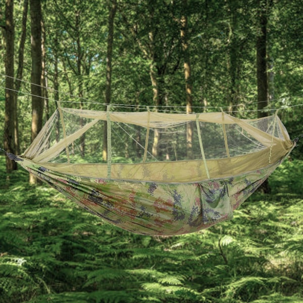 Bärbar hängmatta för campingresor med myggnät (kamouflage)