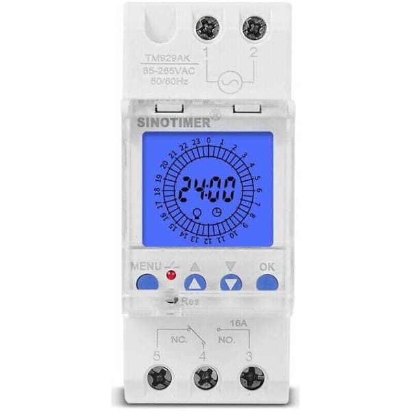 24-timmars digital LCD-display, elektronisk klocka, 85-265V, DIN-skenmontering, programmerbar smart analog timerbrytare med 15-minutersintervall - 30A