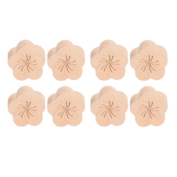 8-pack Natural Beech Wood Car Diffuser, Plum Blossom Shape, Compact Essential Oil Vent Clip for Vehicles