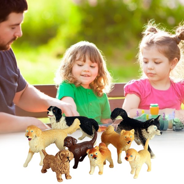 Hundfigurer Modell Set Simulering PVC Hundfigurer Djur Leksak Lekset Pedagogiska inlärningsleksaker för barn
