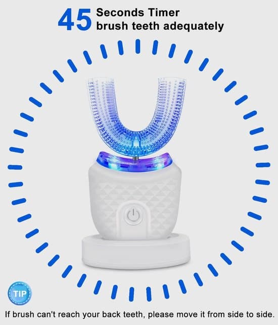 Smart toothbrush, U-shaped automatic electric toothbrush, teeth whitening/cleaning, UV and blue light.