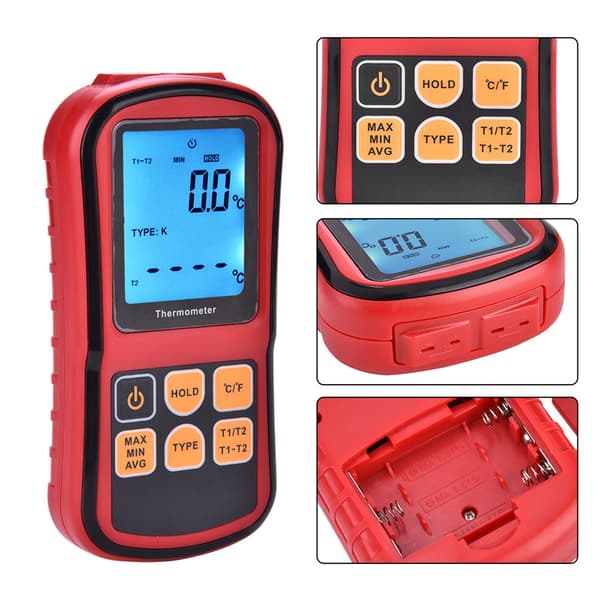 GM1312 Digitalt termometer Tokanals LCD-skjerm temperaturmåler