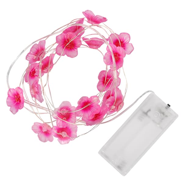 Rosarøde LED-blomsterlys, utvidbar blinkende plastlampe for terrassepynt