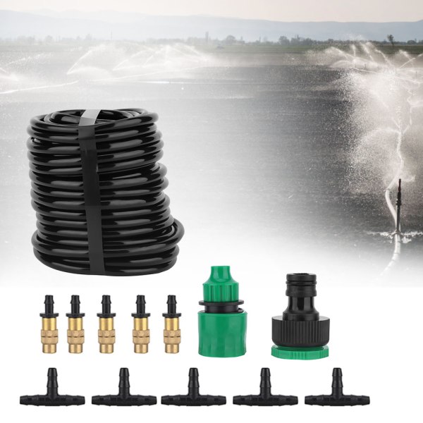 15m 20 Copper Nozzle Hosepipe Irrigation System Plant Self Watering Dripper Kit (EU)