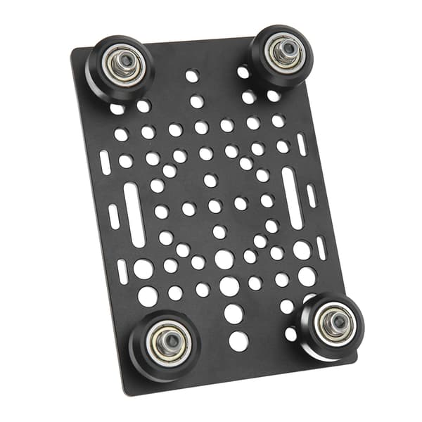 Gantry Plate Aluminum High Strength Gantry Board Black Anodized 3D Printer Linear Universal Guide for Milling Machine Board with 4 Plastic Wheels and