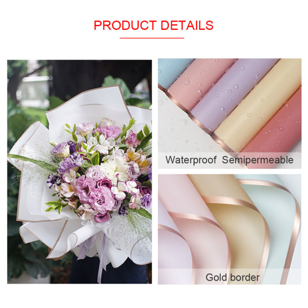 20 Sheets Waterproof Floral Wrapping Paper Sheets Fresh Flowers Bouquet Gift Packaging Wrapping Paper Sheets