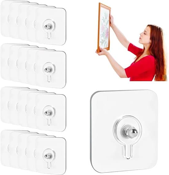 20-pack 6x6cm Self-Adhesive Transparent Wall Hooks