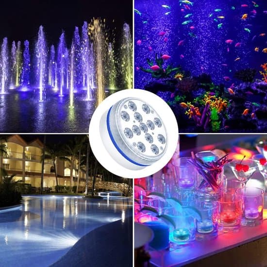 4-pack IP68 Waterproof Submersible RGB LED Lights with RF Remote Control and Suction Cups