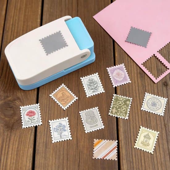 Square Hole Punch, Stamp Shaped Cutter, Paper Cutting Tool, for Envelopes Labels Stamps Diaries, Blue