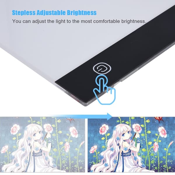 USB LED Light Board for Tracing - A4 Size (Steplessly Adjustable Brightness)