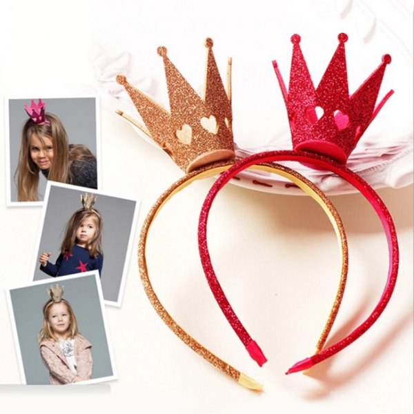 Baby Girl Shiny Crown Hårband Pannband Barn Tiara Födelsedag Prinsessan Kostym Huvudbonader för flickor kvinnor