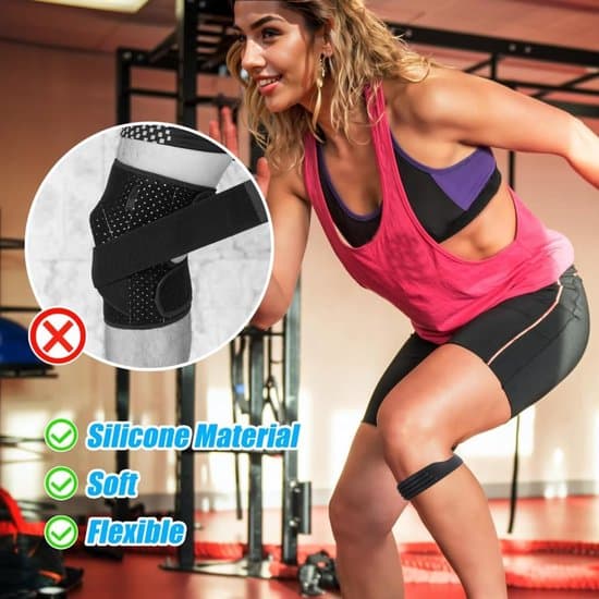 Silicone Knee Strap with Patella Support - Stable Non-Slip, Extra Width - High-Quality Silicone, Easy to Clean - Orange - 2 Pieces