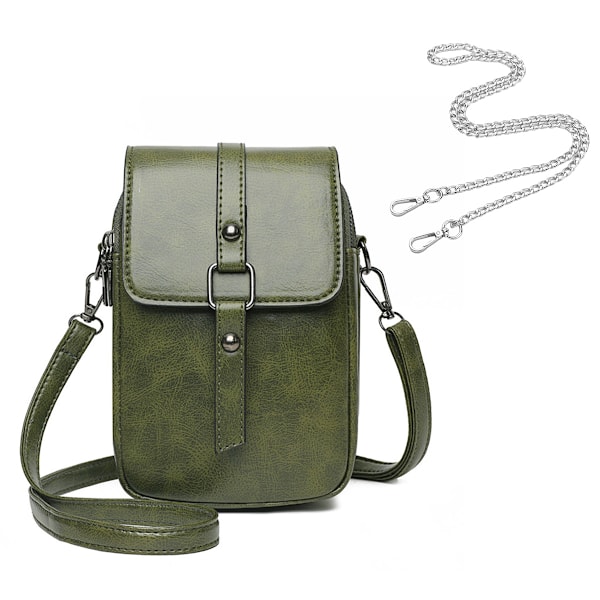 Lille Crossbody Læder Telefon Taske til Kvinder, Mobiltelefon Skuldertasker Kortpung, Mobiltelefon op til 6,5 tommer, Taske størrelse 20*13*6cm