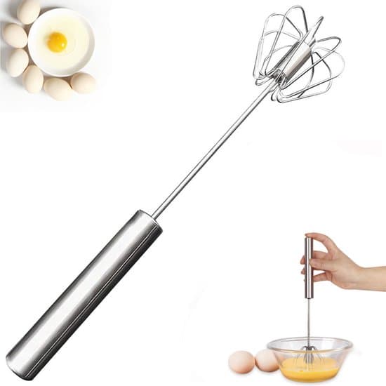 Halvautomatisk eggvisp i rustfritt stål, deig- og kremblander, manuell, for kjøkkenbaking, sølv