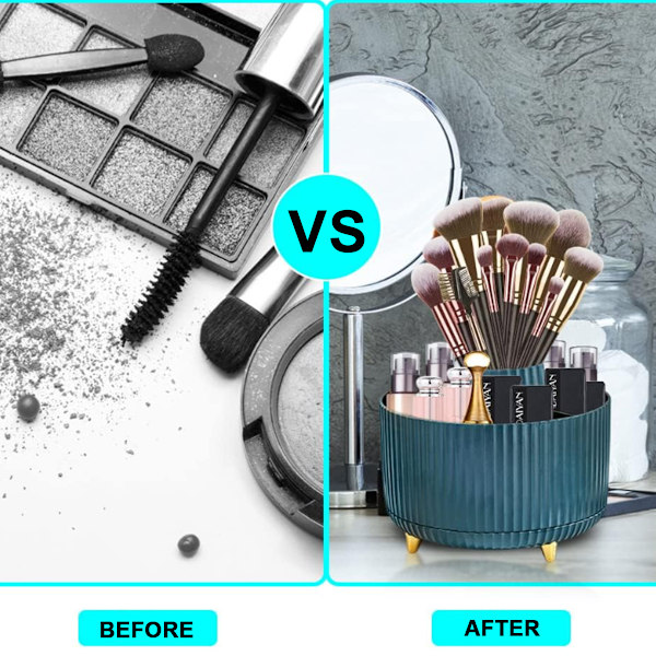 360 Graders Makeupbørsteholder Organizer Stor Kapacitet Kosmetikbørste Opbevaringsboks til Kommode Børste Display Spand med 5 Rum