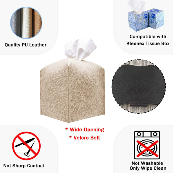 Fodral för pappersnäsdukar, Modern Square Cube Covers PU Läder Näsduksförvaringslåda Foder för Hem Badrum Bänkskiva Kontorsdekor