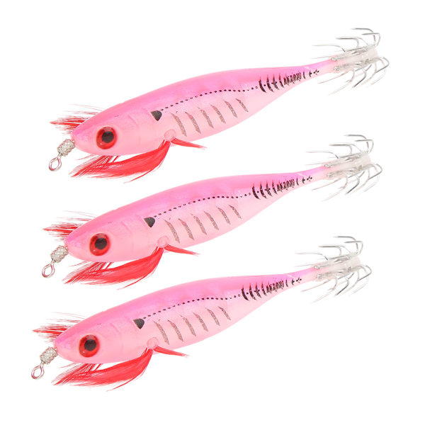 3 st ABS-plast Rosa Artificiell Lure Luminous Baits med Krokar Fiskeredskap Tillbehör