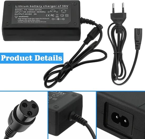 Elcykeloplader - El-scooteroplader - 36V/42V 2A oplader med 6 stik - 84W - Batterioplader - egnet til hoverboard, drift