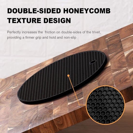 Silicone Trivet Set (4 Pieces) - Heat Resistant & Non-Slip - Thickened & Extra Large - Black Kitchen Trivets