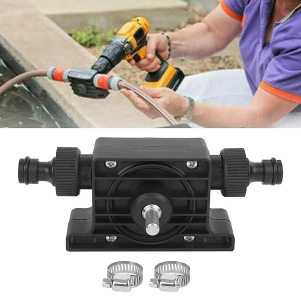 Compact Portable Electric Drill Pump with 2 Connectors - Black