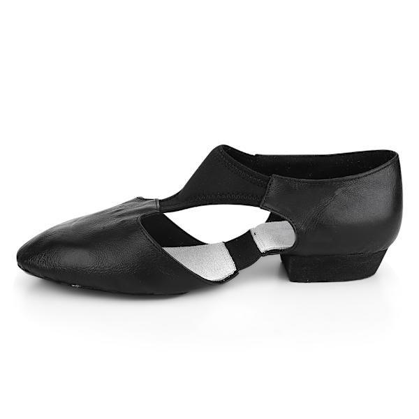 1 par PU-läder Jazz Ballroom Black Dance Shoes Vuxna Flickor Barn Dans Sko(39)