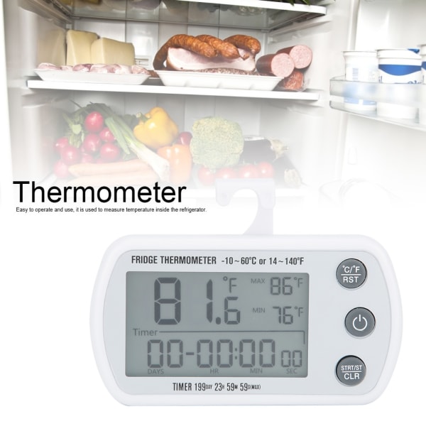 Bärbar hushållskök LCD vattentät elektrisk digital kylskåp timing termometer testare