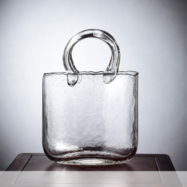 Glasvas Transparent Handkorg Vardagsrum Blomsterarrangemang Kreativ Väska Akvarium