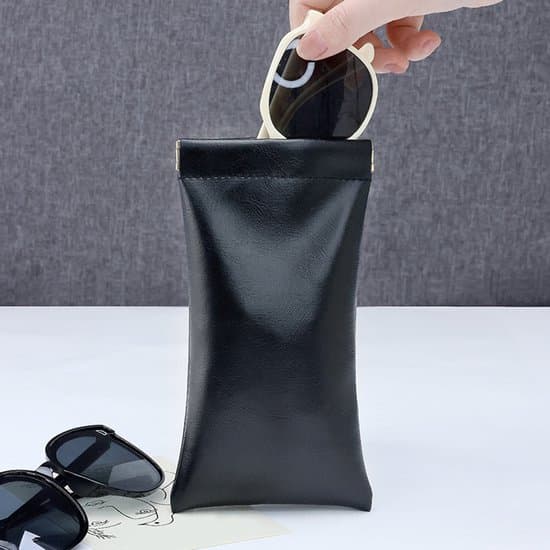 Eyeglass/Sunglass Storage Bag, Squeezable with Automatic Closure, Waterproof for Sunglass/Eyeglass Storage - Black