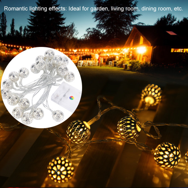 2,5 m 20 LED Ball Fairy String Light för sovrum Gräsmatta Landskap Trädgård Hem Semester Coldwhite