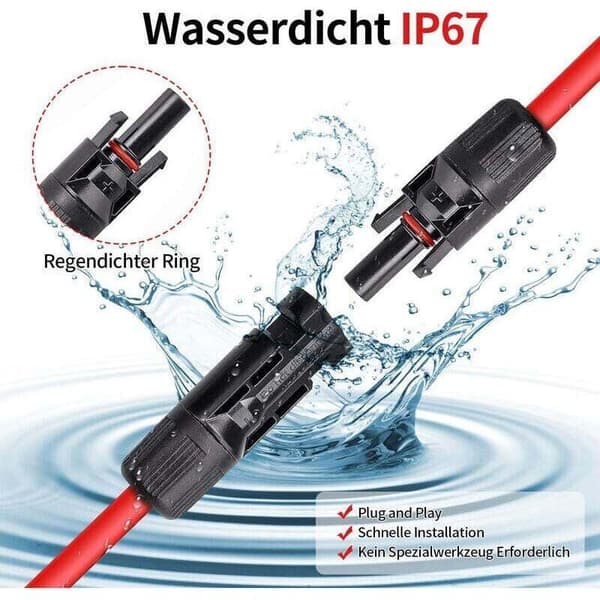 Profesjonell solcellepanelkabelkontakt (1 til 2-pinners) Y-kontakter Solcellepanelkabel MMF + FFM Soladapter 1 par, OUYLAF