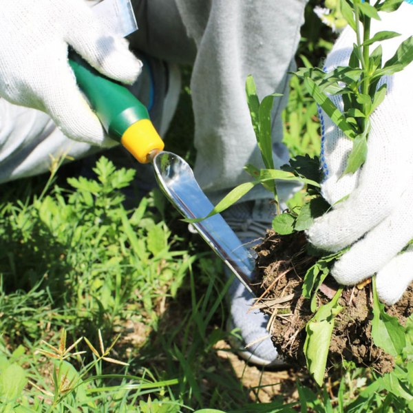 Ogrässkyffel i rostfritt stål med plasthandtag Multifunktionellt handverktyg Trädgårdsplantering ogräsverktyg
