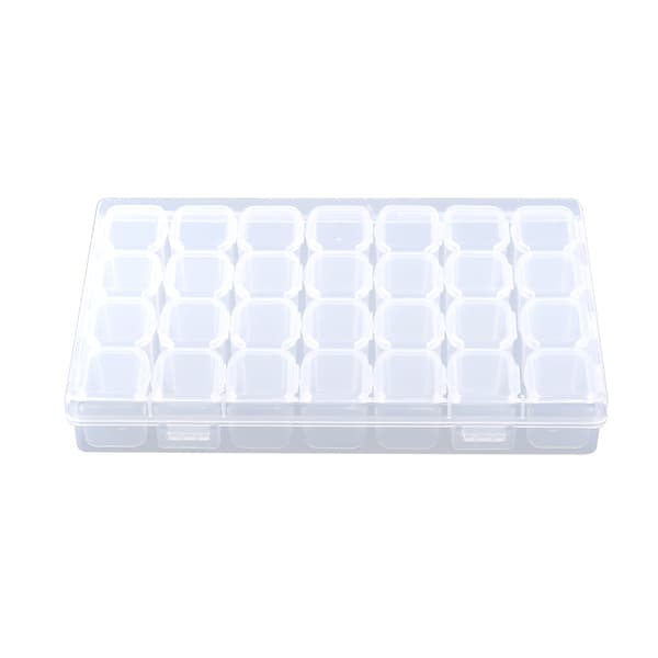 Clear Plastic 28 Compartments Adjustable Tablet Medicine Pill Jewelry Storage Box Container