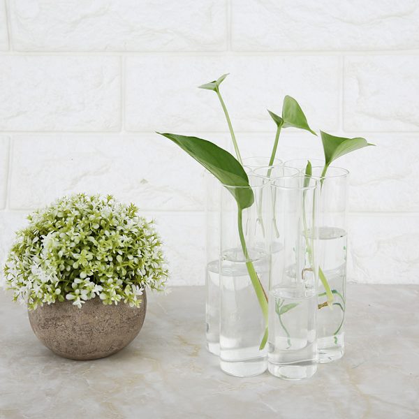 Transparent lång rör glasvas hydroponisk terrarium planterhållare blomma vas dekoration