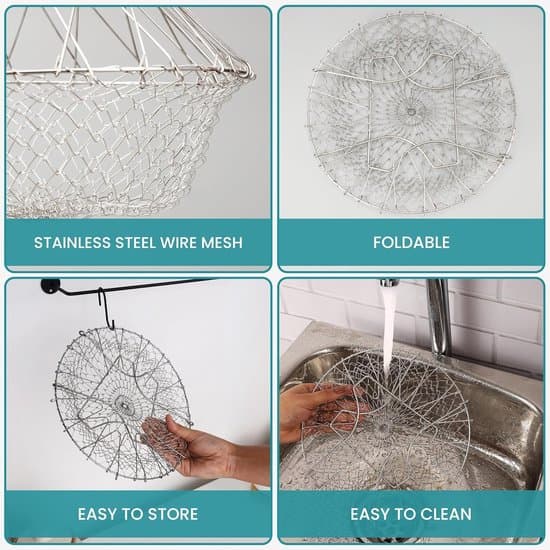 Foldable Fry Basket - Durable and Multifunctional - 1 piece - Stainless Steel