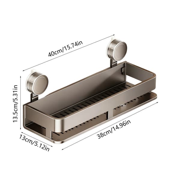 Wall-mounted shelf with suction cup (40cm) - a multifunctional stainless steel shelf suitable for bathroom/kitchen, and removable.