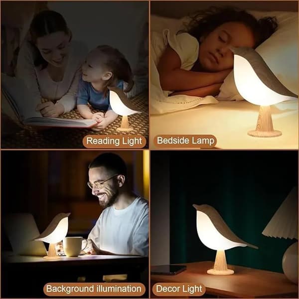 15 cm Brown Bird LED Night Light, USB LED Desk Lamp, Bedside Lamp, Touch Ambient Lighting