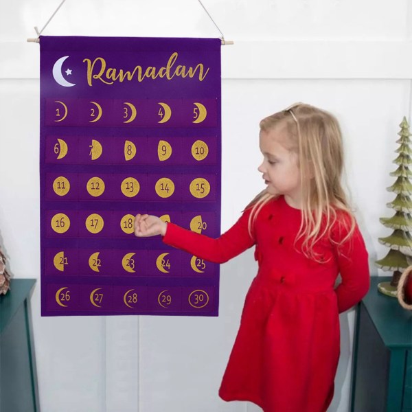 Eid filt tyg nedräkningskalender Mubarak Ramadan adventskalender väggdekorationer