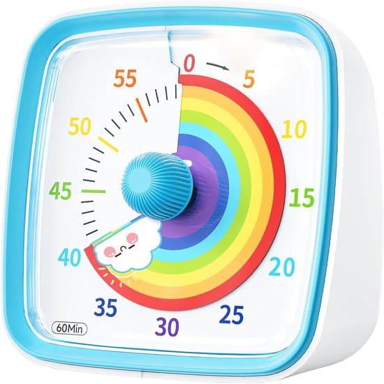 Blue 60-Minute Rainbow Visual Countdown Timer for Kids and Adults, Silent Flashing Time Management Tool for Classroom and Home